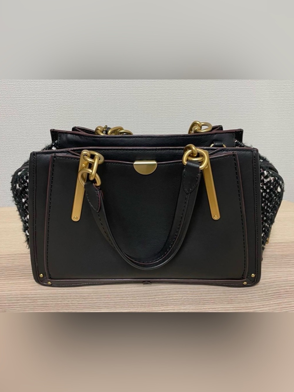 Coach Dreamer 24 Leather Tweed Satchel EUC (no crossbody) - Picture 2 of 13